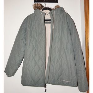 Eddie Bauer Quilted Faux Fur Sherpa Lined Coat